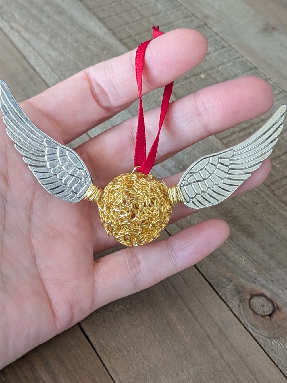 Gold Winged Ball Ornament , Wizard Themed Christmas, Party Favor Gifts